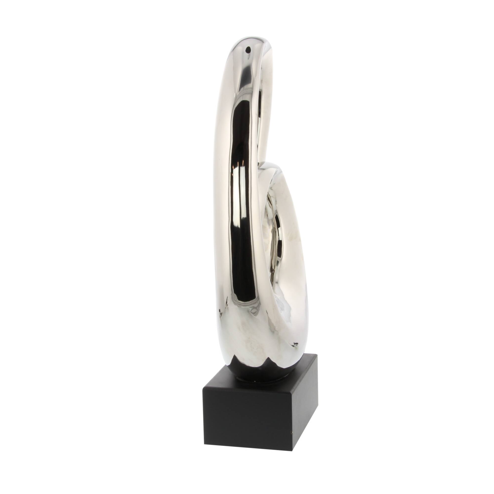 21" Silver Modern Abstract Sculpture